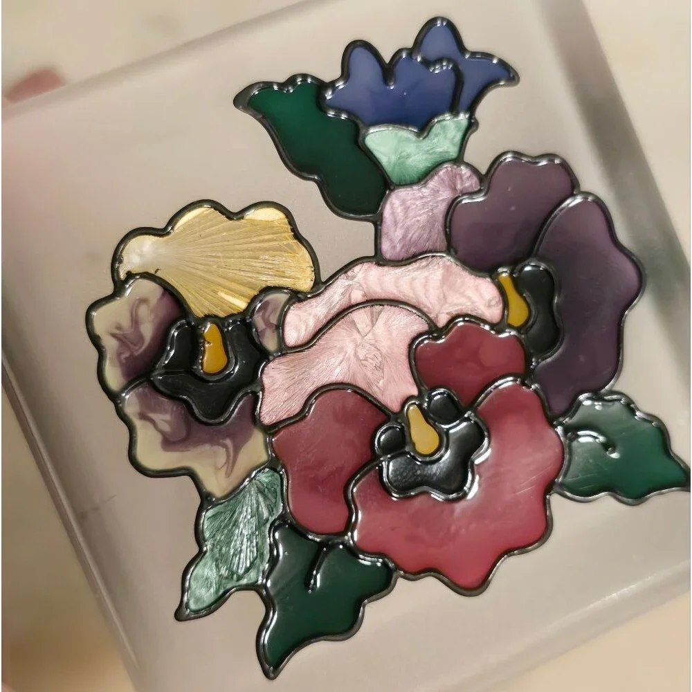 Joan Baker Designs Art Glass Hand Painted Tea Light Candle Holder